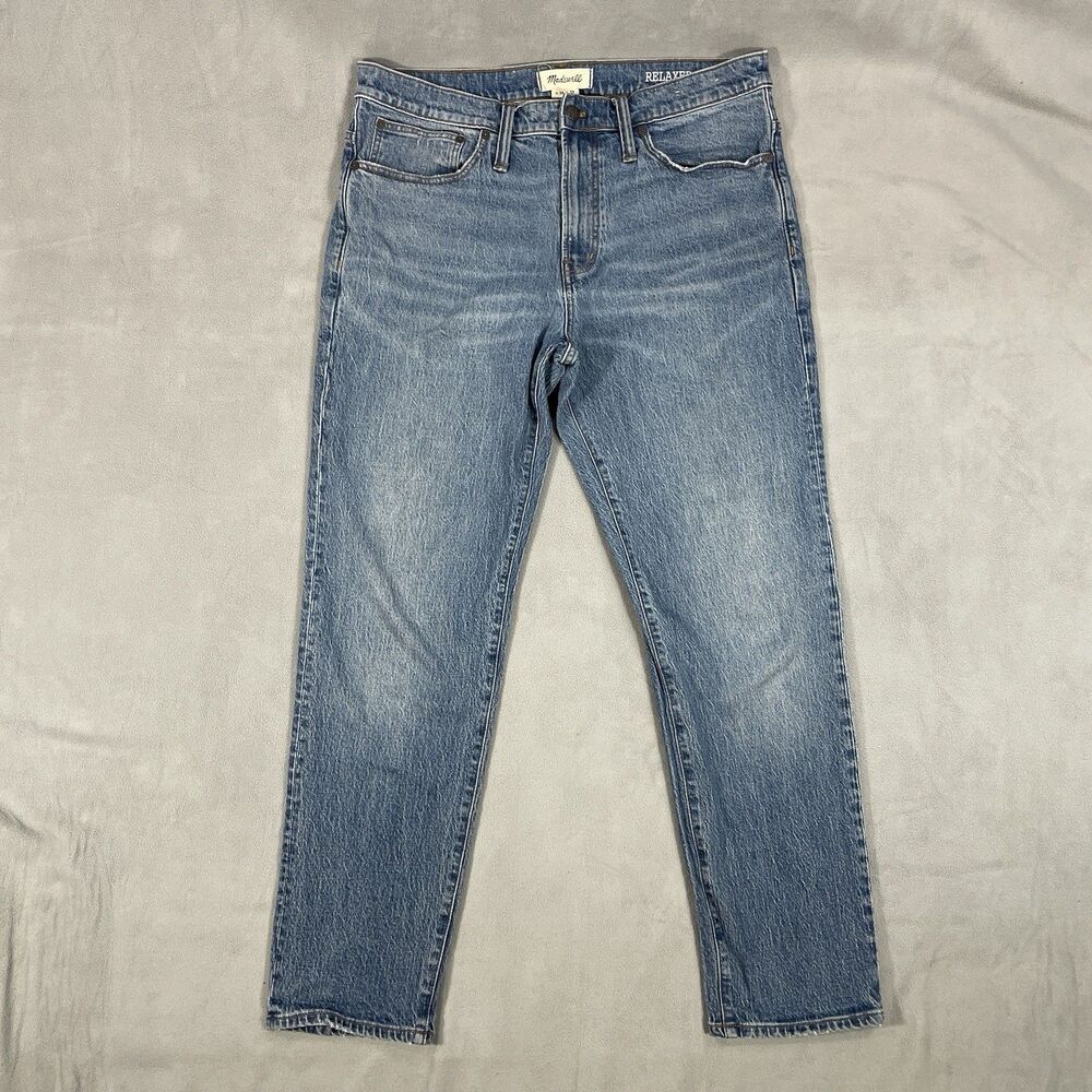Madewell Mens 36x32 (Fits 36x30) Relaxed Taper Jeans Light Wash Stretch